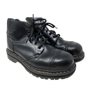 Vintage Gripfast Steel Toe Derby Boots Womens Size 6 Black Made In England
